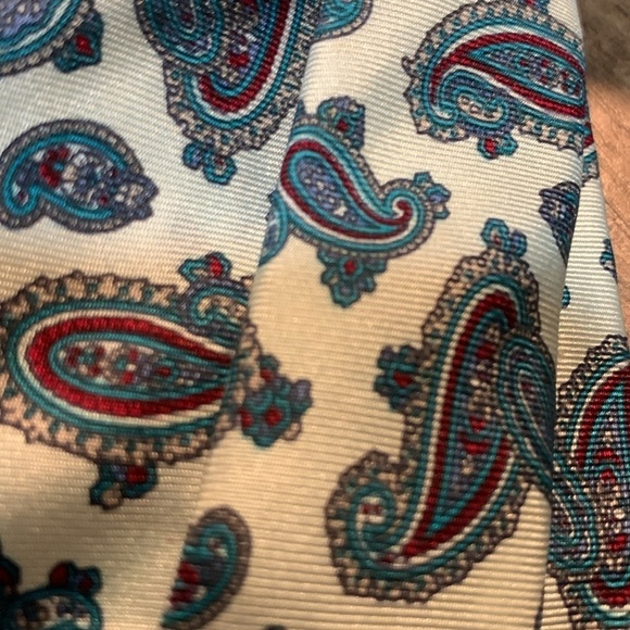 Teal Blue Paisley 100 % Italian Silk Neck Tie Made in USA Wedding Guest Holidays - Picture 9 of 10